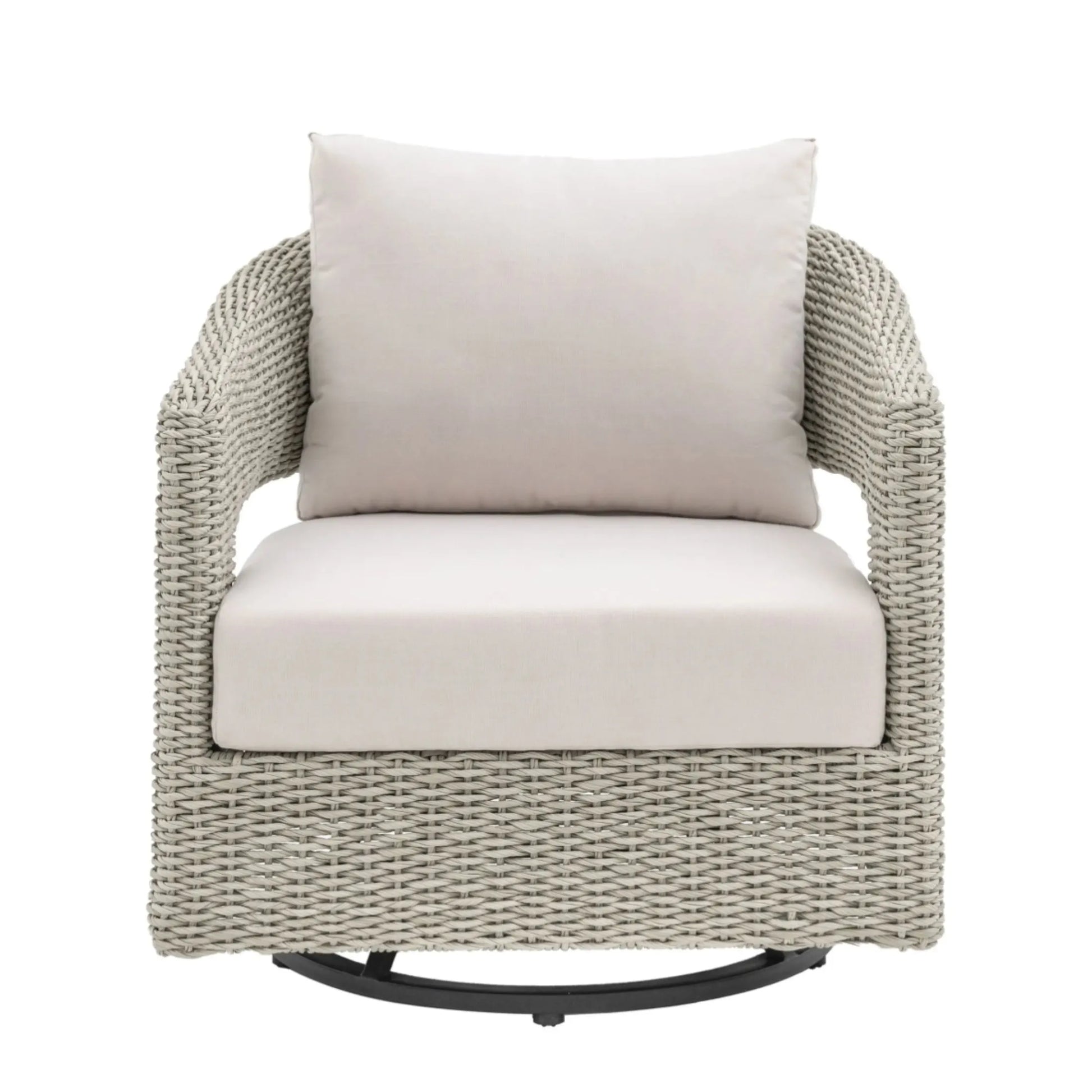 Grey Woven PE Wicker Arc Swivel Garden Chair 2