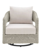 Grey Woven PE Wicker Arc Swivel Garden Chair 2