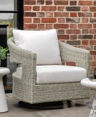 Grey Woven PE Wicker Arc Swivel Garden Chair 5