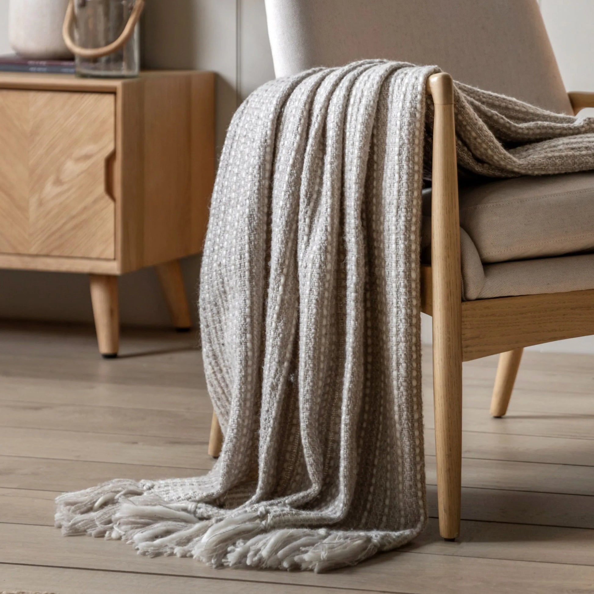 Grey Woven Throw Throw