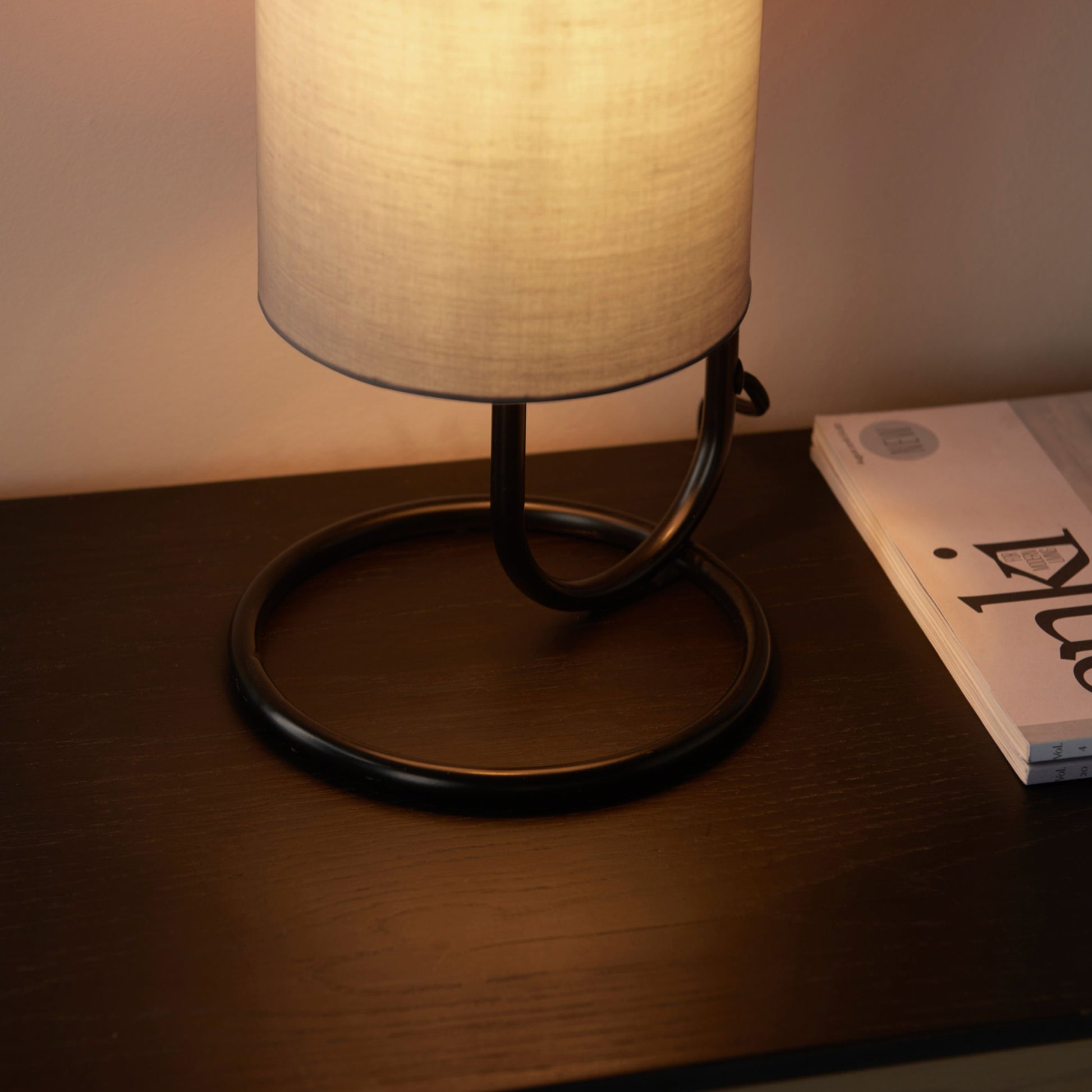 Grey and Black Loop Cylinder Table Lamp 1