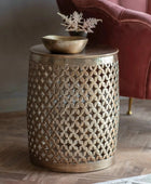 Hand Hammered Round Metal Side Table 5