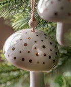 Hanging White Ceramic Festive Mushrooms Set of 2