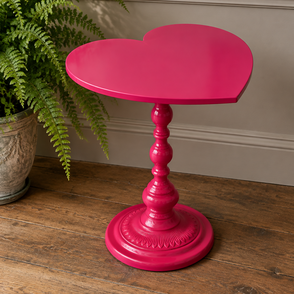 Hot Pink Heart Metal Side Table