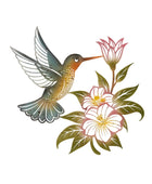 Illustration of a hummingbird and flowers on a white background