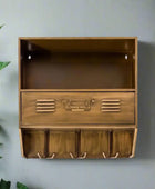 Bronze-colored wall-mounted storage unit with drawers on a white background