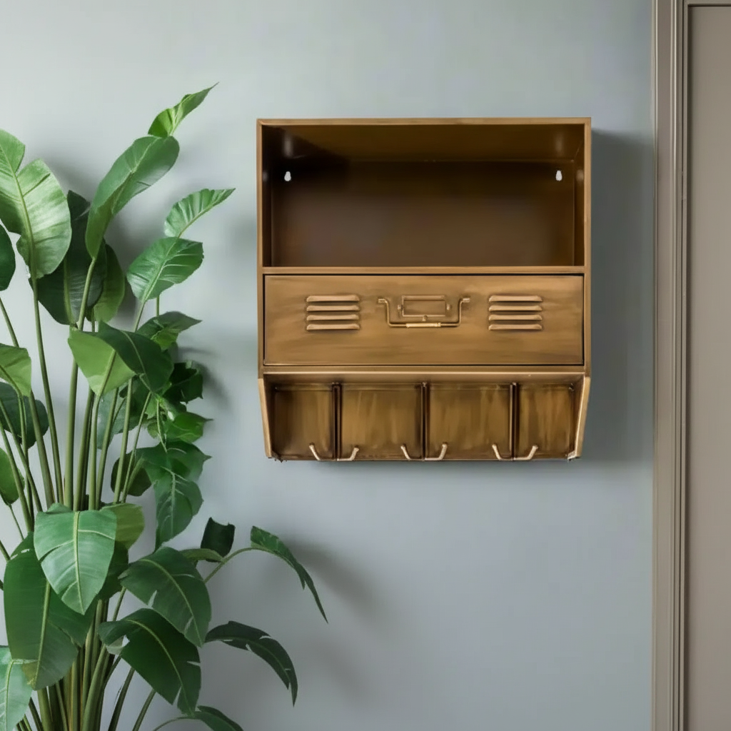 Industrial Antique Gold Wall Unit