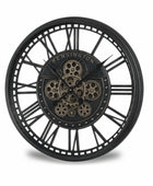 Industrial Black Round Cogs Wall Clock - 54cm