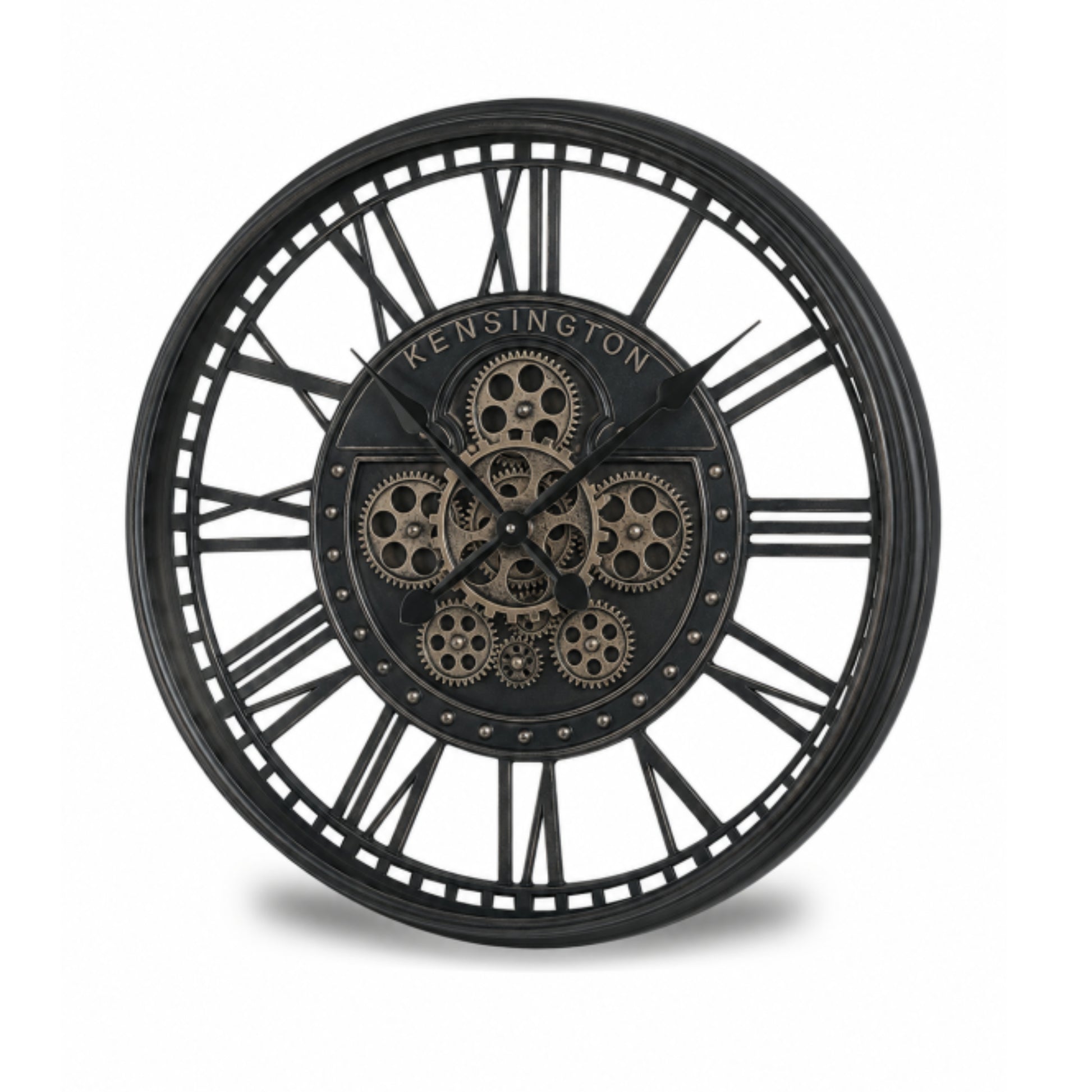 Industrial Black Round Cogs Wall Clock - 54cm
