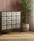 Industrial Distressed 16 Drawer Cabinet