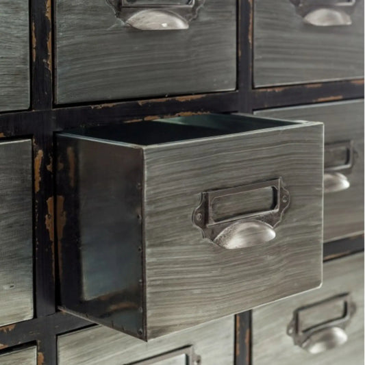 Industrial Distressed 16 Drawer Cabinet