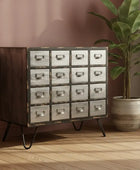 Industrial Distressed 16 Drawer Cabinet