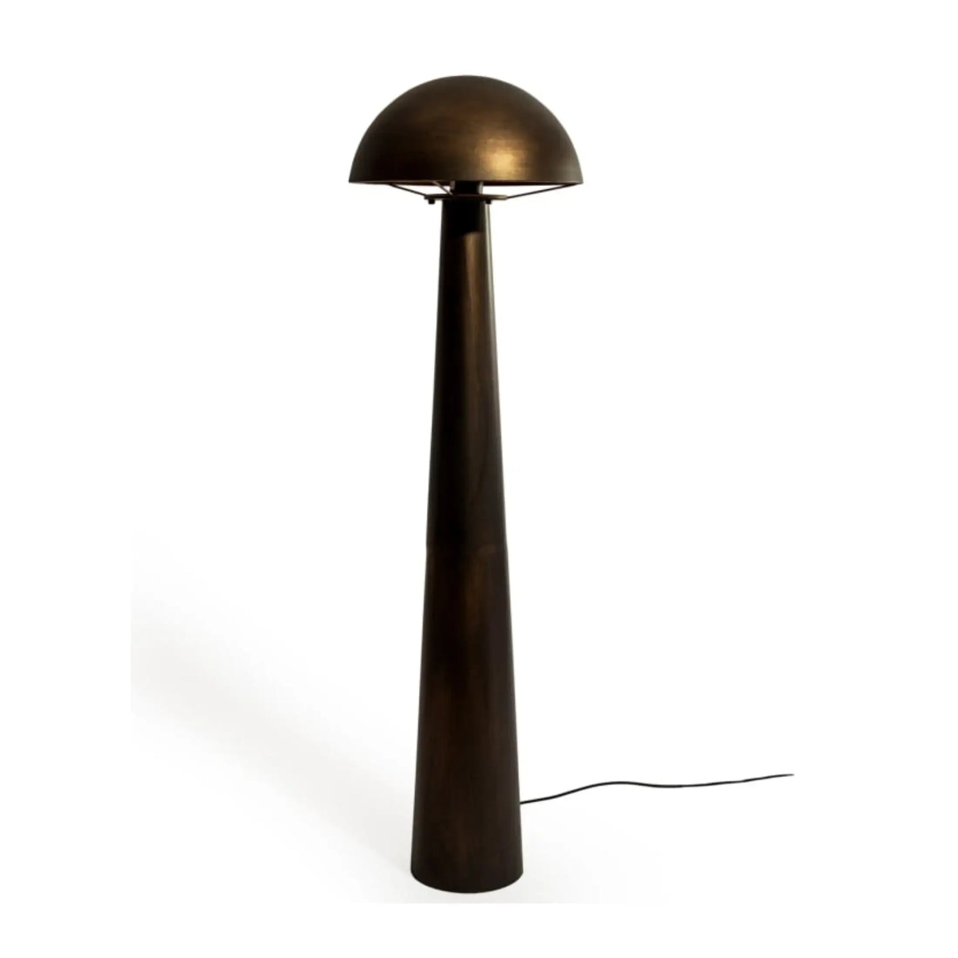 Bronze-colored floor lamp on a white background