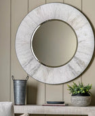 Industrial Edge Whitewashed Round Mirror 55