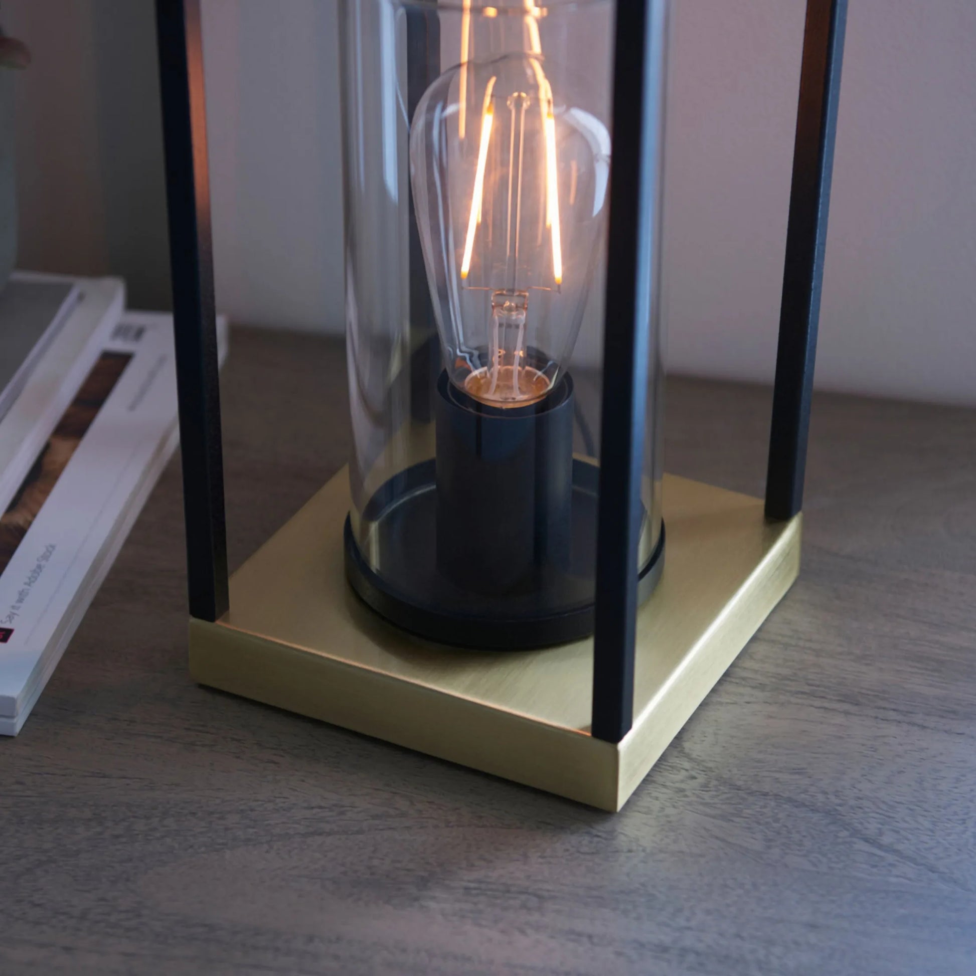 Industrial Inspired Brass Base Table Lamp