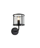 Industrial Matt Black & Glass Cylinder Wall Light - The Farthing