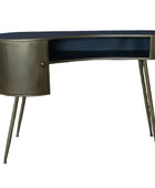 Modern desk with metallic finish on a white background