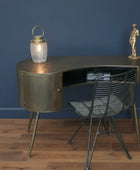 Modern corner desk with a chair in a room setting