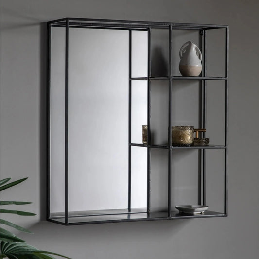 Industrial Side Shelf Portrait Mirror