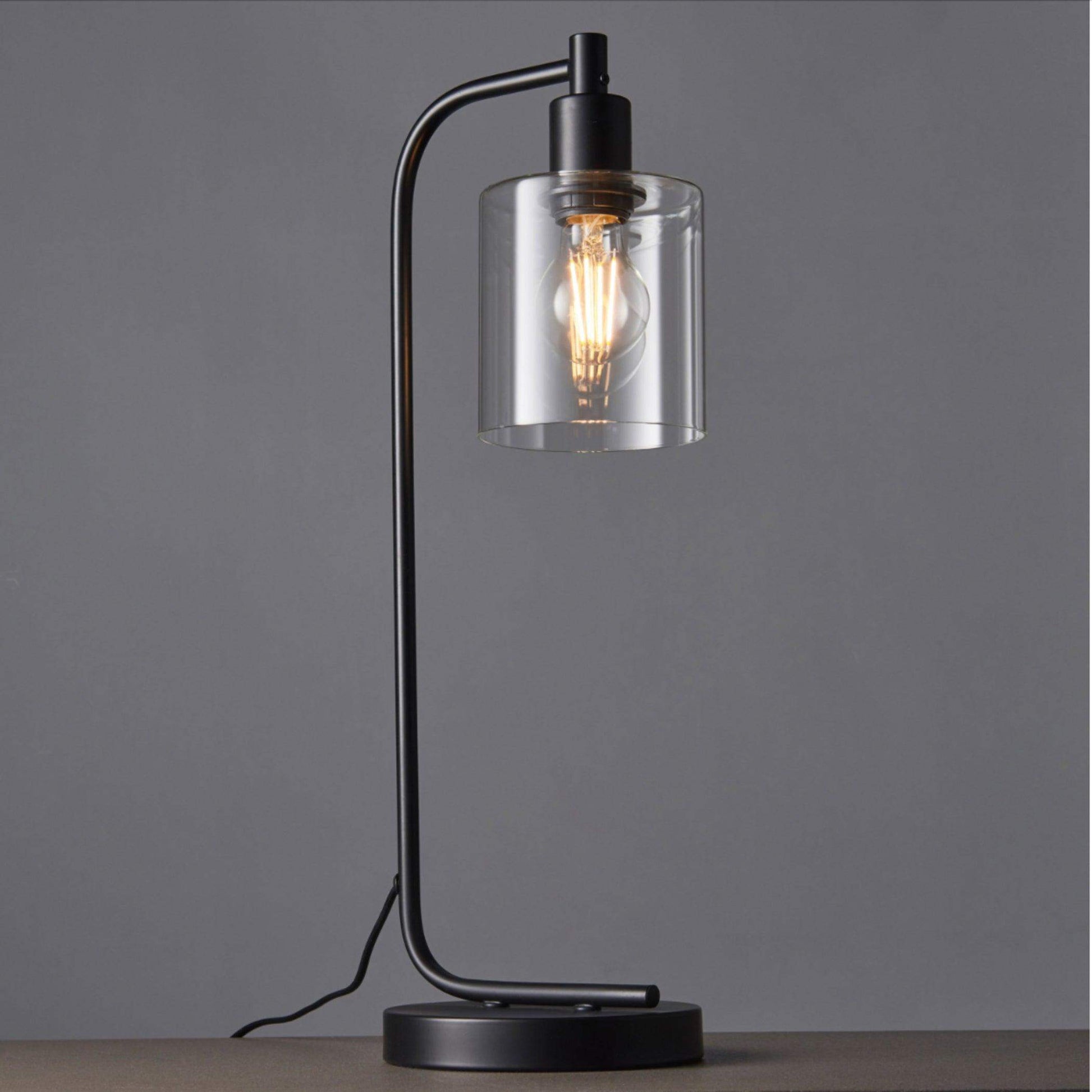 Industrial Styled Matt Black Table Light - The Farthing