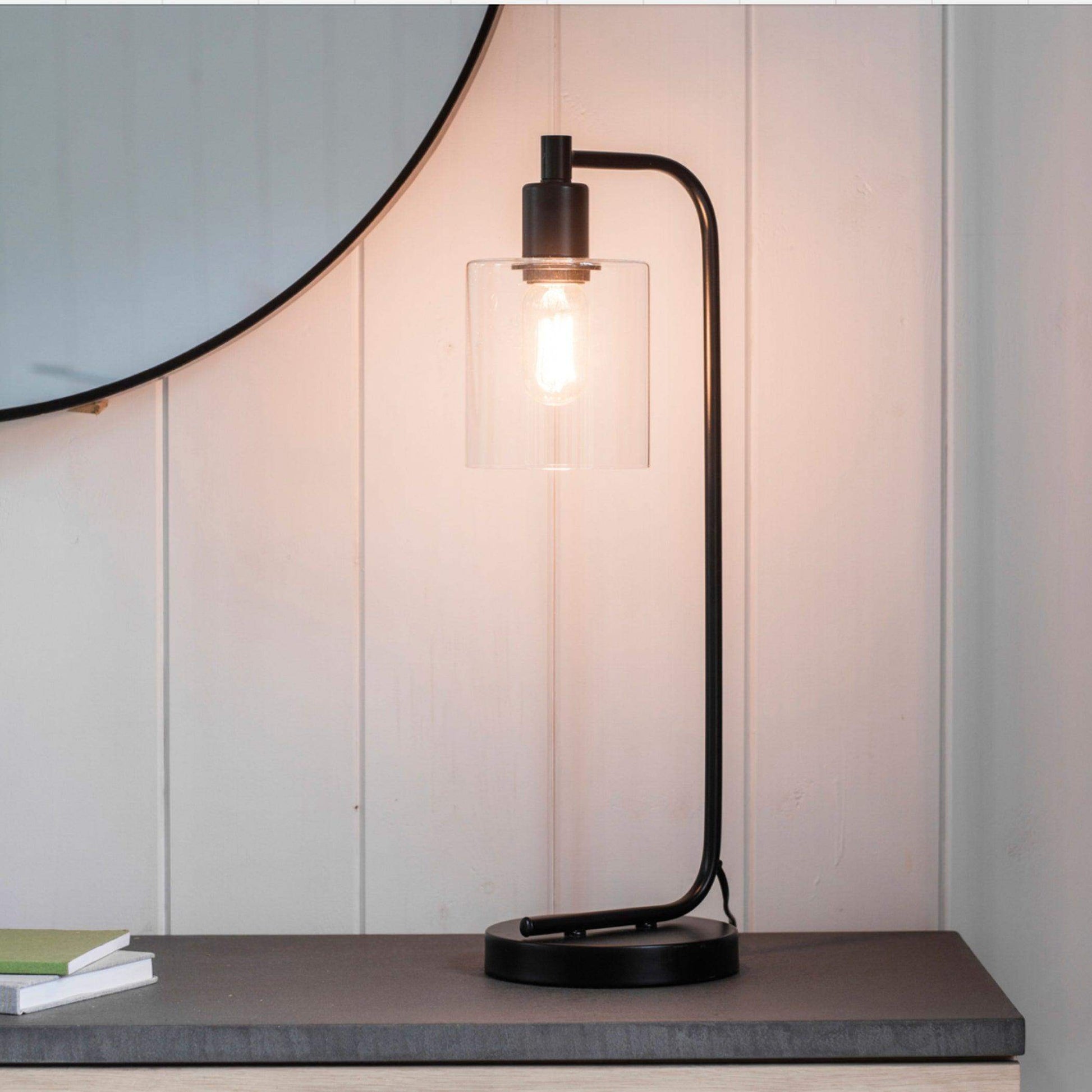 Industrial Styled Matt Black Table Light - The Farthing