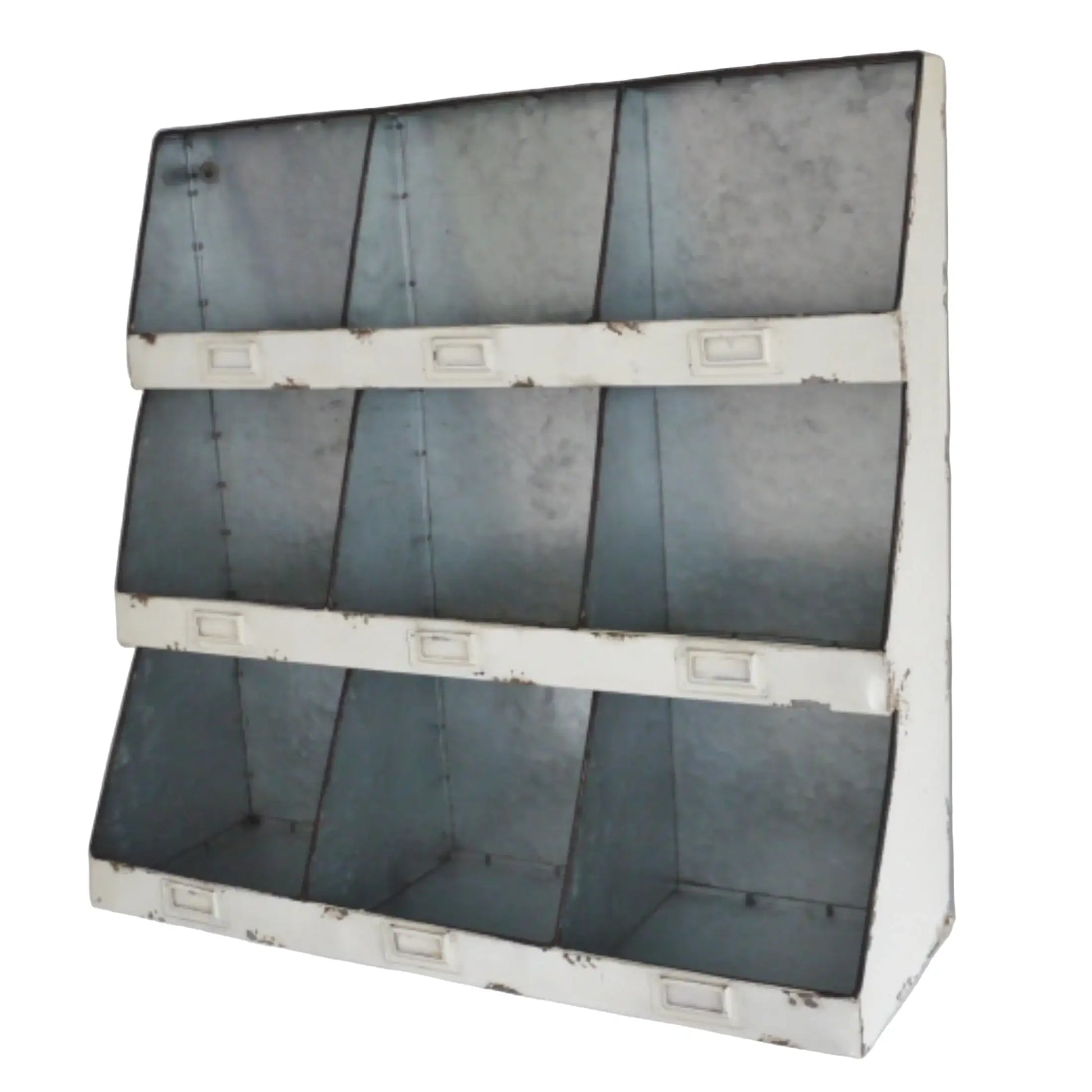 Industrial Styled Metal Cubby Hole Storage Unit