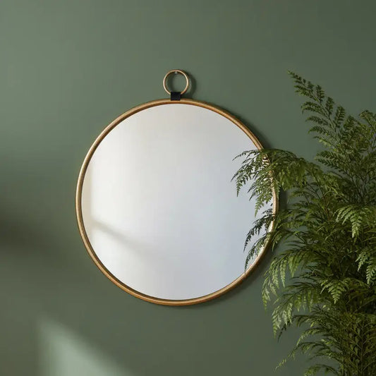 Industrial_Inspired_Gold_Round_Loop_Topped_Wall_Mirror