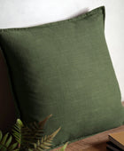 Khaki Green linen Square Cushion