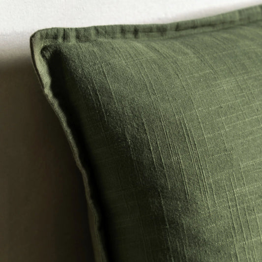 Khaki Green linen Square Cushion 4