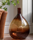 Large Amber Glass Bottle Vase