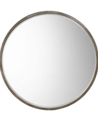 Large Antique Silver Round Wall Mirror - The Farthing