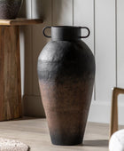 Large Antiqued Patina Black Vase