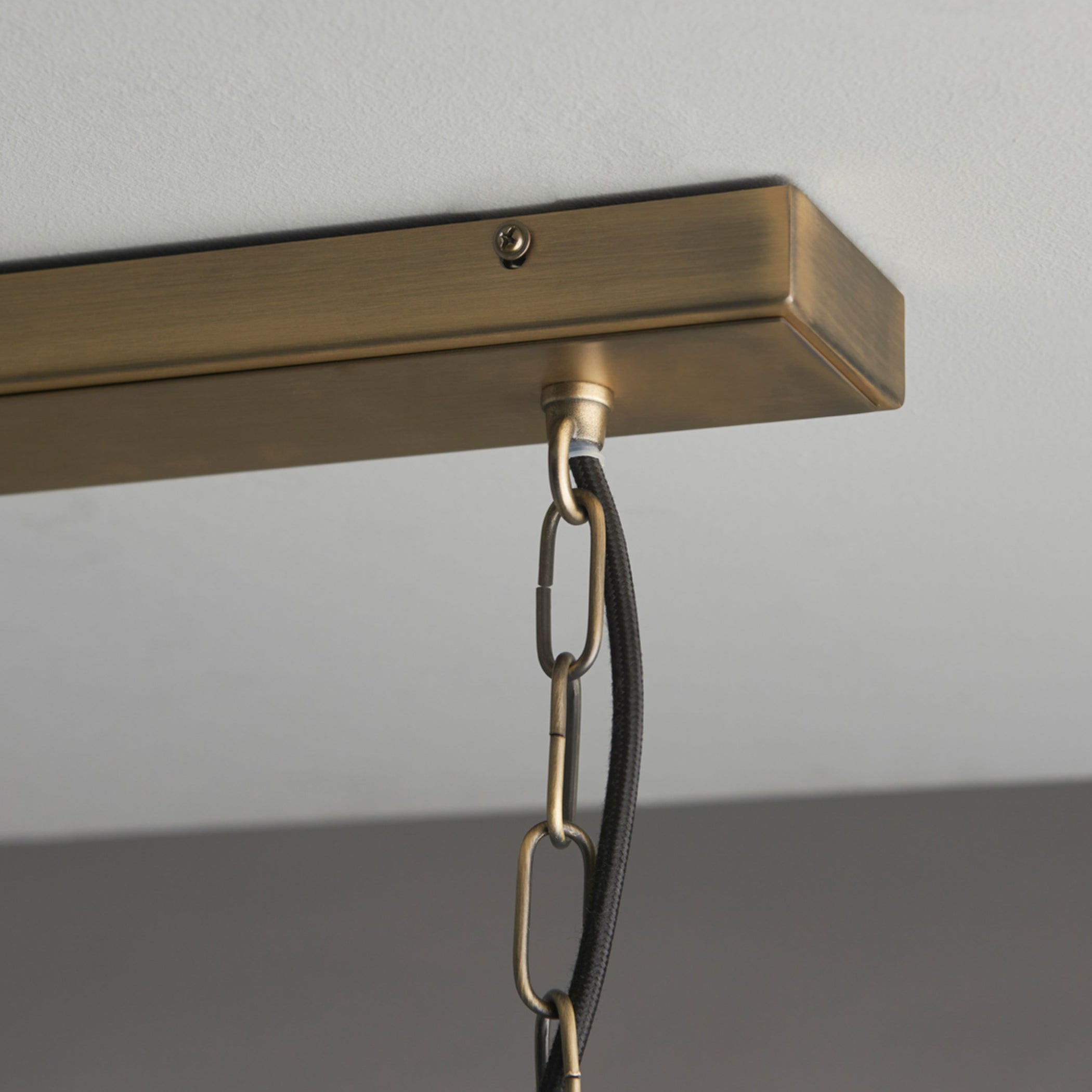 Large Brass Metal & Glass Trapeze Pendant Light 1