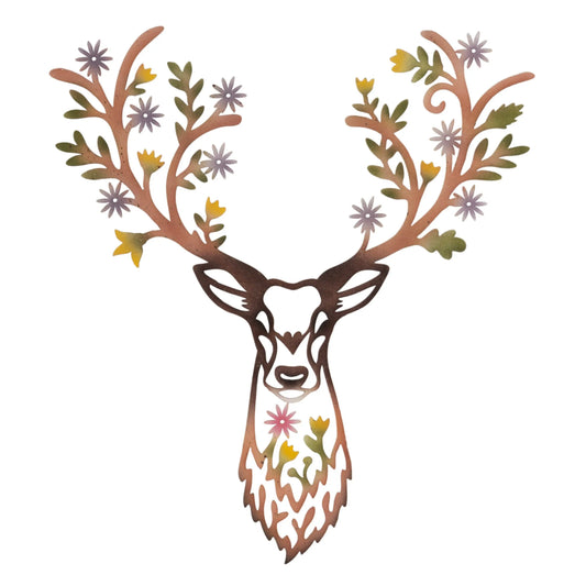 Large Colourful Stag Garden Wall Art