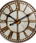 Decorative wall clock with Roman numeral markers on a white background