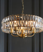 Large Faceted Glass & Antique Brass Pendant Light 6