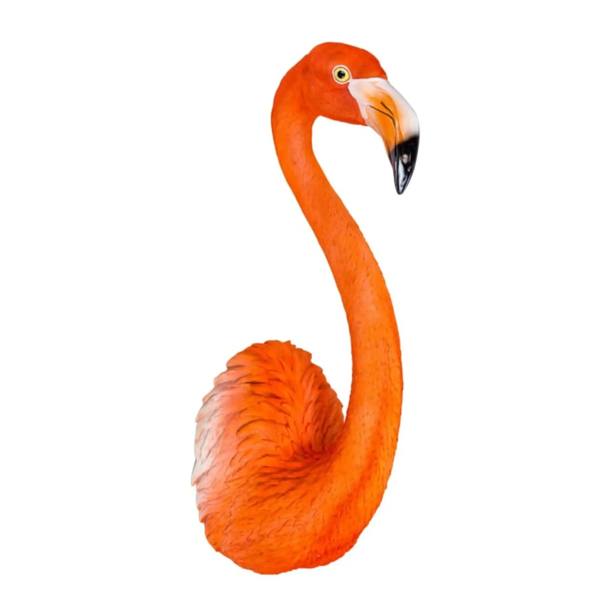 Colorful flamingo figure on a white background