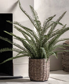 Large Faux Green Fern in Wicker Pot