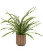 Large Faux Green Fern in Wicker Pot 1