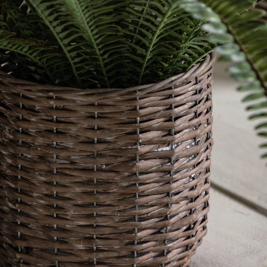 Large Faux Green Fern in Wicker Pot 54