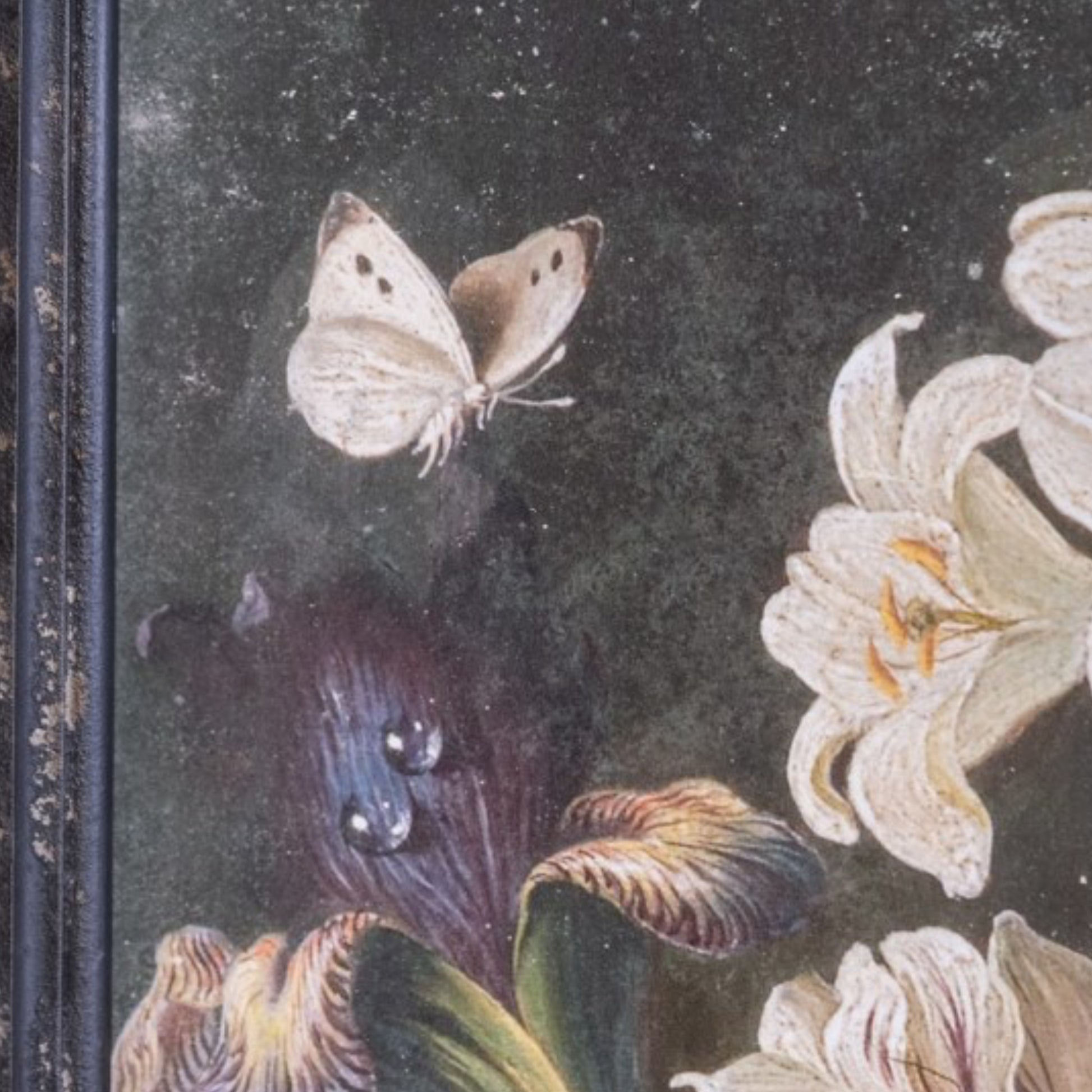 Butterfly and flowers on a textured surface