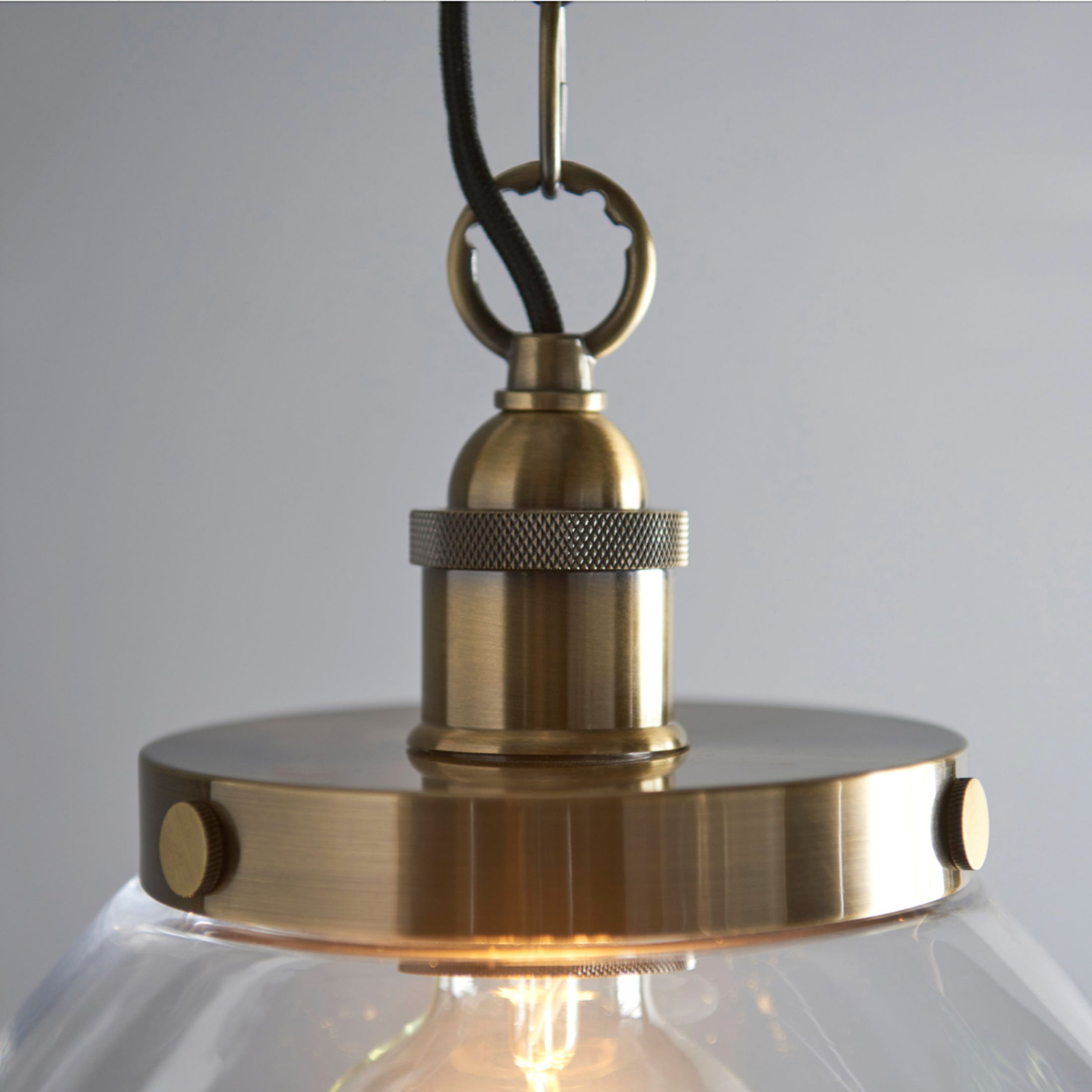 Large Glass Dome & Aged Brass Pendant Light 2