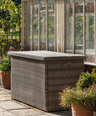 Large Grey Woven PE Wicker Outdoor Storage Box 6