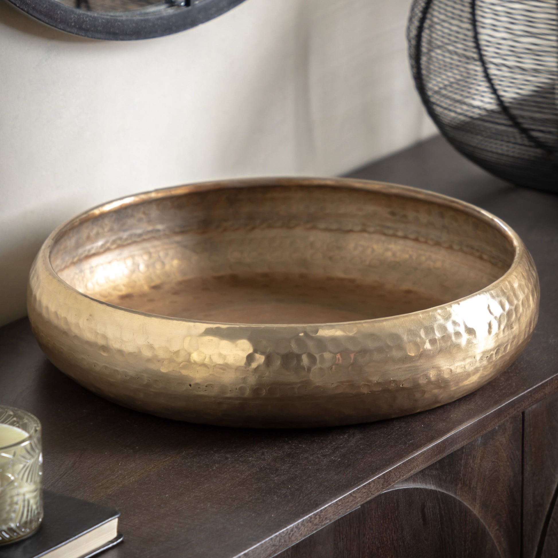 Large Hammered Metal Gold Bowl 3