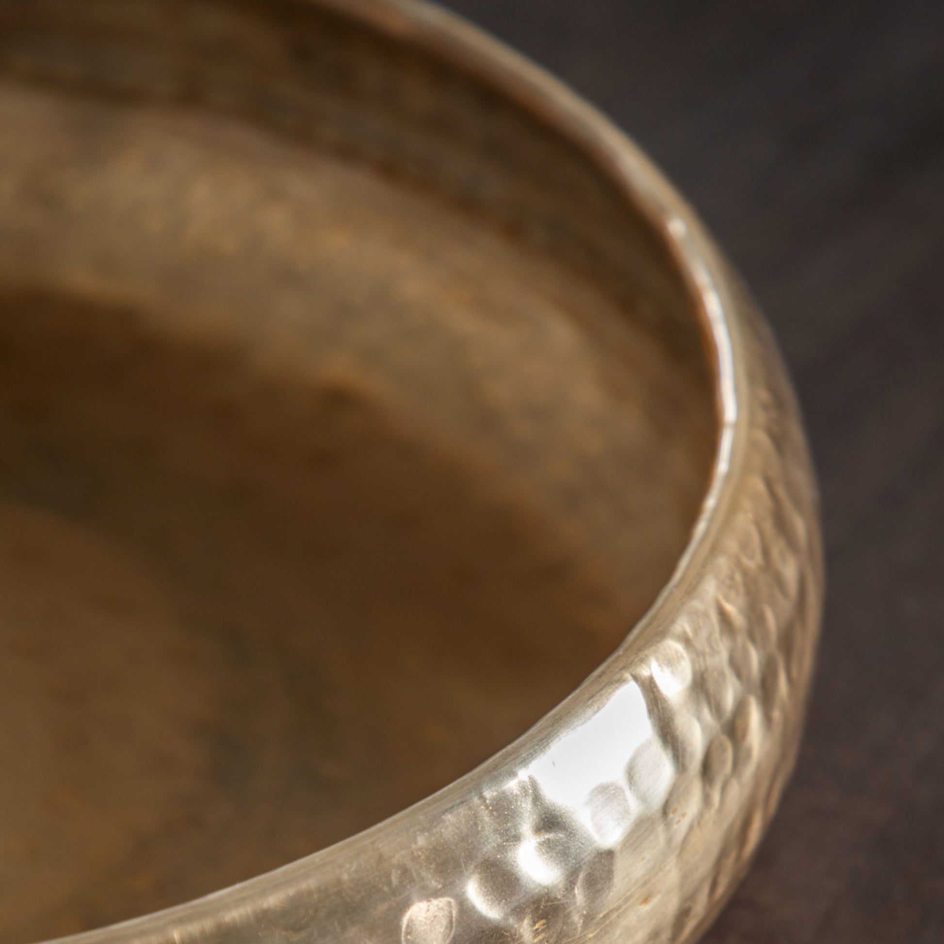 Large Hammered Metal Gold Bowl