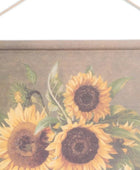 Decorative mat with sunflower design on a textured background