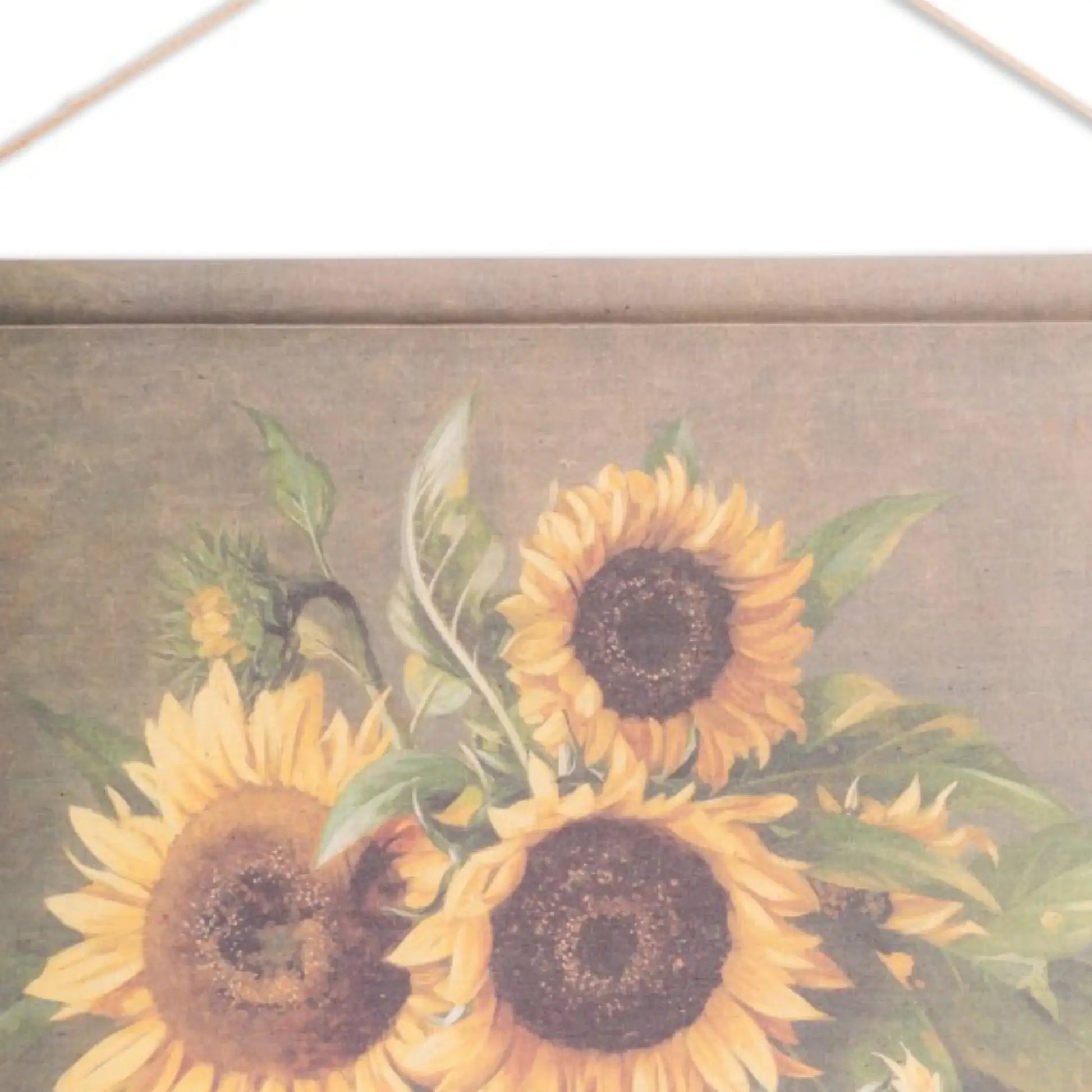 Decorative mat with sunflower design on a textured background