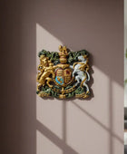 Decorative wall emblem on a wall with a modern interior setting