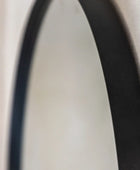 Large Round Slim Black Metal Frame Mirror 2
