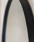 Large Round Slim Black Metal Frame Mirror 2